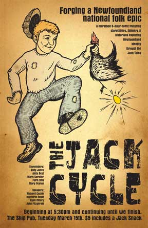 Affiche du marathon de contes de Jack et de Ti-Jean en 2011.