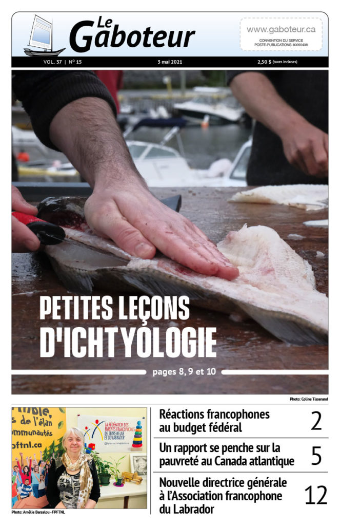 La Une de l'édition du 3 mai 2021 du journal Le Gaboteur Petotes Leçons D'ichtyologie