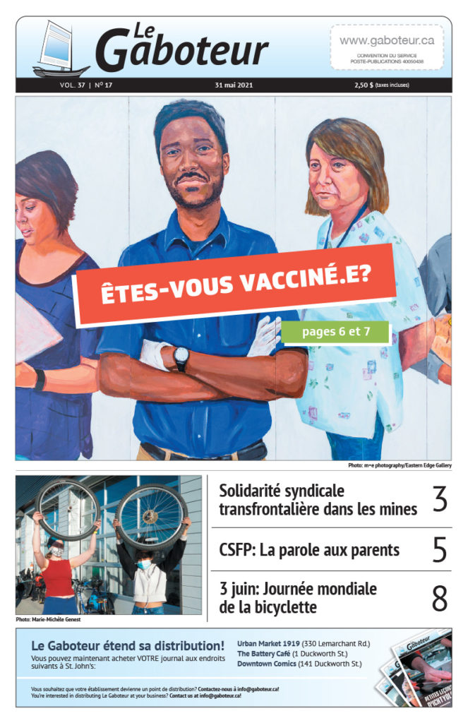 La Une de l'édition du 31 mai 2021 du journal Le Gaboteur, Êtes-Vous Vacciné.e?