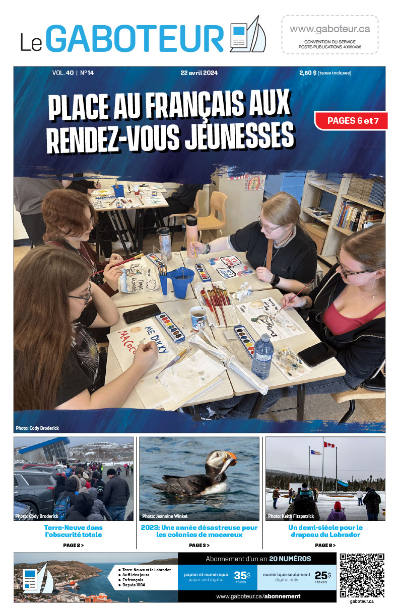 La couverture de l'édition du 22 avril 2024 du journal francophone de Terre-Neuve-et-Labrador, Le Gaboteur